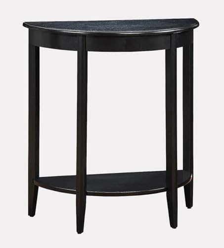 Contemporary Sheesham Wood Half Moon Bedside Table for Bedroom & Office (Black) (76x39x71 cm)