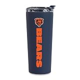 Rico Industries NFL Football Chicago Bears Navy 24oz Stainless Steel Tumbler with Lid and Dual Functioning Lid