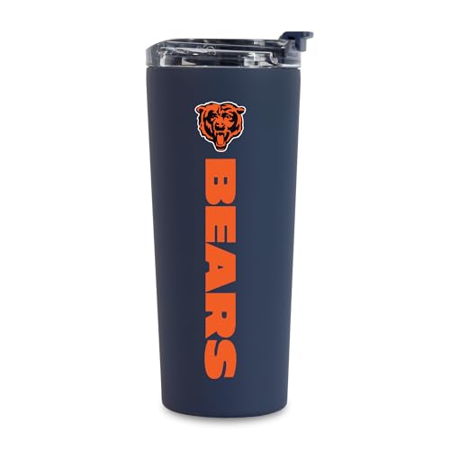 Rico Industries NFL Football Chicago Bears Navy 24oz Stainless Steel Tumbler with Lid and Dual Functioning Lid