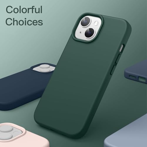 Image of SBMS Silicone Case for iPhone 14 6.1-Inch /iPhone 13 6.1-Inch, Silky-Soft Touch Full-Body Protective Phone Case, Shockproof Cover with Microfiber Lining (Dark Green)