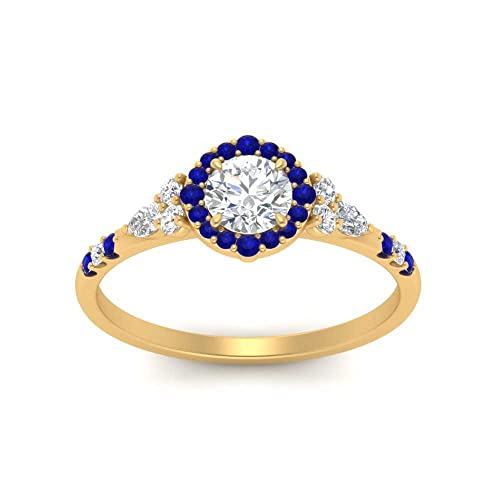 Bague de fiançailles halo en or jaune, l'ornement de tenue idéal pour vos fêtes