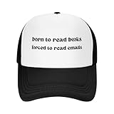 Born to Read Books Forced to Read Emails Hat - Black Literary Humor Trucker Cap - Office Sarcasm Gift - Adjustable Breathable Mesh Snapback - Book Lover Gifts