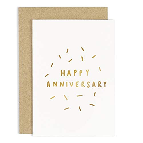 Old English Co. Happy Anniversary Card - A6, Greeting Cards for Anniversary, Date Night, Saying I Love You, For Your Boyfriend, Girlfriend, Husband, Wife or Best Friend | Envelope Included