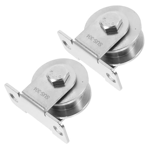 2 poleas de acero inoxidable para montaje en pared H-pe con rodamientos integrados, polea de cable de elevación para uso industrial, herrajes para puerta corredera, color plateado h