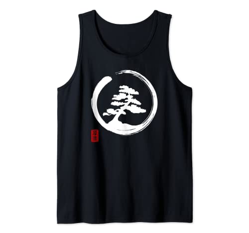 Bonsai Zen Enso Círculo Japon Kanji Budista Meditación Camiseta sin Mangas