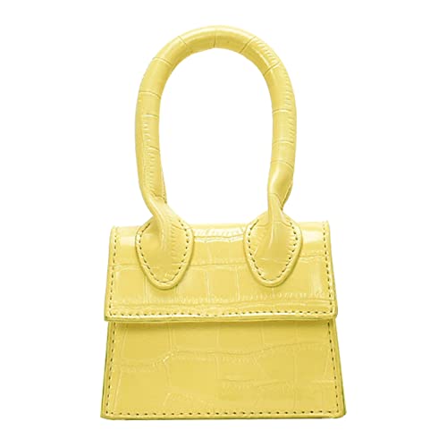 WQU Bolso de mano para mujer, bolso de la compra, bolso de piel sintética, bolso de hombro elegante para la oficina, escuela, compras…, amarillo Cover