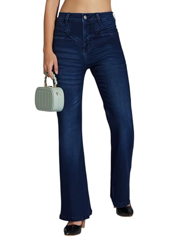 Image of Miss Chase Women's Wide Leg High Rise Regular-Length Stretchable Denim Jeans