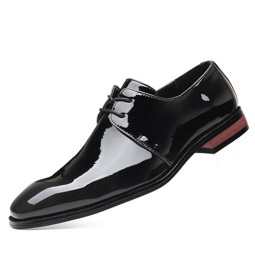 Men's Formal Shoes Lace Up Oxfords Dress Shoes Patent Leather Wingtip Wedding Business Derbys for Men