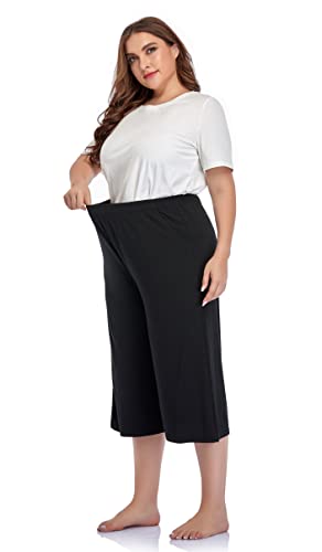 ZERDOCEAN Women's Plus Size Modal Stretchy Relaxed Lounge Capris with Pockets2