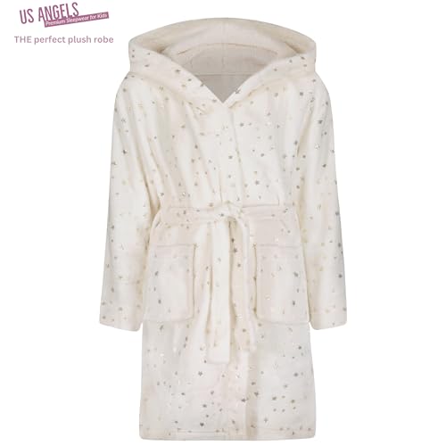 Image of US Angels Plush Robe For Girls- Plush Winter PJ Robe With Pockets, Hoodie & Belt- Ultra-Soft Bathrobe