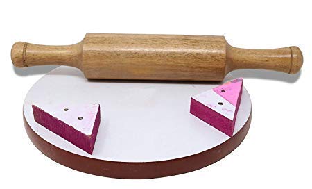 Image of Wooden Chakla Belan Rolling Pin Roti Chapati Maker 9 Inch Wooden Chakla Belan Combo Set for Kitchen Wooden Chapati Rolling Board with Belan Chakla Set (Full Size)