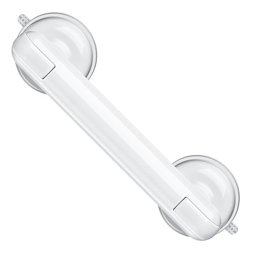 Coneclat Grab Bars for Bathtubs and Showers Shower Handles for the Elderly and People in Need 2026 Upgraded Rubber Suction Cup with Maximum 350 lbs Suction Power No Drilling-(White-1 Pack)