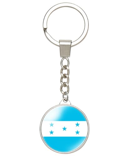 Ykonuyis Honduras Flag Keychain Alloy Key Ring Double Sided Key Chain (Blue Honduras)