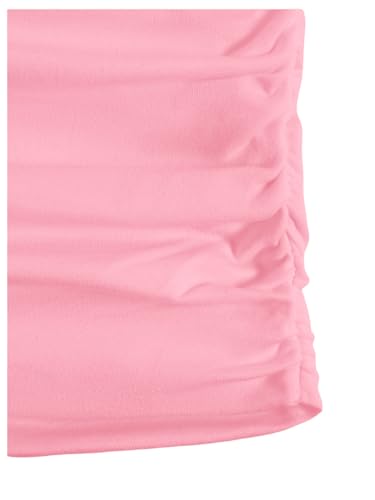 Image of Floerns Girl's Basic Sleeveless Bandeau Kids Strapless Ruched Tube Tops