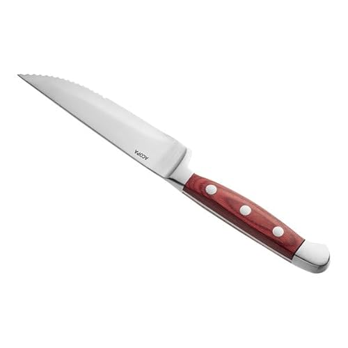 Glownary 5 Inch Steak Knife Set, Pakkawood Cherry Handle, Stainless