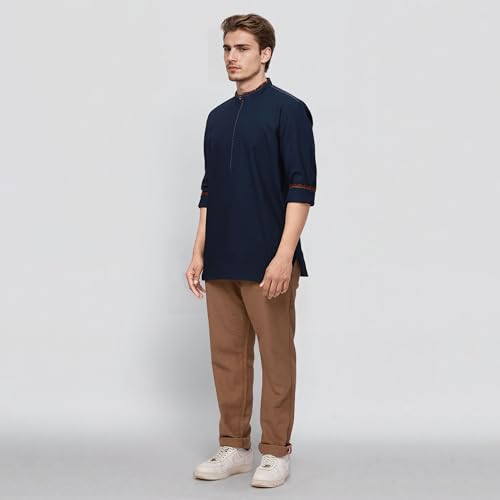 Image of Raymond Ethnix Mens Fancy Blue Short Kurta