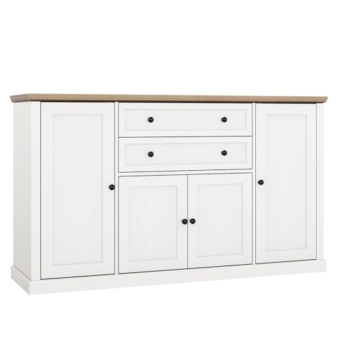 GAOMON 58" Sideboard Buffet Cabinet with Storage with 4 Doors & 2 Drawers, Farmhouse Wood Cupboard Kitchen Pantry Storage Cabinet Coffee Bar Station for Kitchen, Living Room, Dining Room