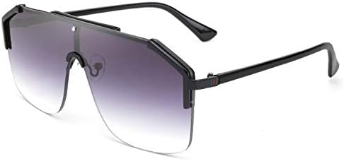 FEISEDY Classic Siamese One Piece Oversized Sunglasses Nice Rimless Stylish Retro Design for Women Men B2634