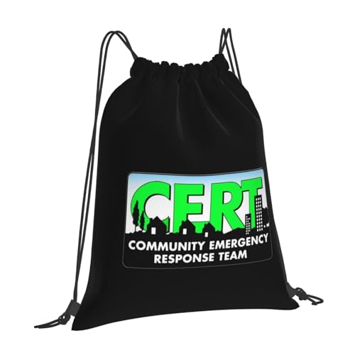 Cert Community Emergency Response Team Drawstring Bags, Lightweight Gym Sack with Adjustable Cord, Water-Resistant Sports Backpack for Men Women, Travel, Yoga, College (Black)2