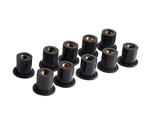 Motobiker 10PCS M5 Well Nuts Fairing Fasteners Windshield Motorcycle Accessories Screws Rubber and Steel Parts Windscreen Nuts Compatible with Suzuki Honda Yamaha Kawasaki 90111-kw3-003 - Thumbnail 2