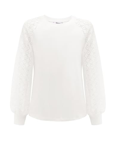 Arshiner Mädchen Langarm T-Shirts Weiß Puffärmel Oberteil...