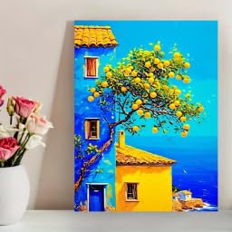 Toile paysage méditerranéen pour habiller un mur vide, art créatif 30x50cm