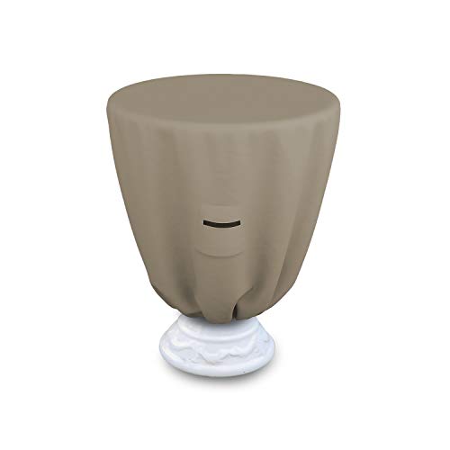 Covers & all Round Bird Bath Cover, Feeder Bowl Well cover for Winter with Elastic, 12 Oz Waterproof UV & Weather Resistant for Outside Garden Backyard Basin Fountain (32"Diameter x 24"H, Beige)