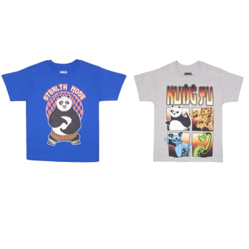 Isaac Morris Limited Kung Fu Panda Boy's Graphic Print T-Shirt 2-Pack - Short Sleeve Tees Bundle for Kids