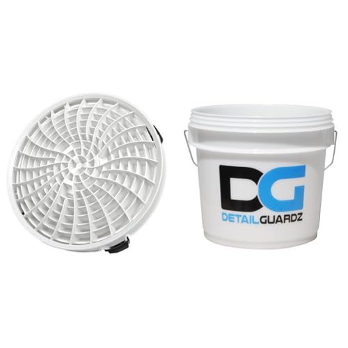 【セット買い】ディテール ガーズ(Detail Guardz) ダートロック バケツフィルター 洗車傷防止 洗車用品 自動車 グリットフィルター 砂と石の分離 ホワイト 特許取得済み DG-DL-WHT + オリジナルバケツ2.0 14L 水量が見えるクリ