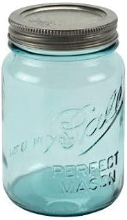 BALL® AQUA VINTAGE REGULAR MOUTH 473ML/ 1-PINT/16-OZ. GLASS MASON JARS, 4-PACK