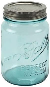 BALL® AQUA VINTAGE REGULAR MOUTH 473ML/ 1-PINT/16-OZ. GLASS MASON JARS, 4-PACK