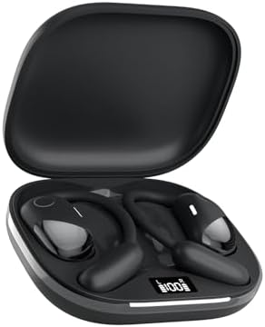 Fone de Ouvido Bluetooth Open Ear sem Fio, Headset com Gancho Ajustável, Baixa Latência, Controle por Toque, Chamadas Bilaterais, Bluetooth 5.4, Estojo com Display