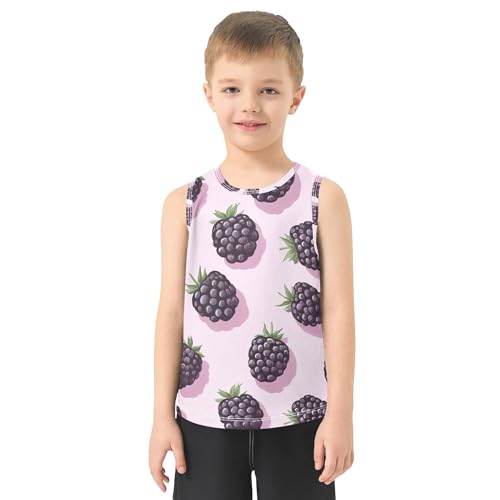 JUNZAN Sweet Blackberries Fruit Blush Tank Tops for Boys Sleeveless Teens Vest Kids Active Shirt for Biking Jogging Beach 3T2