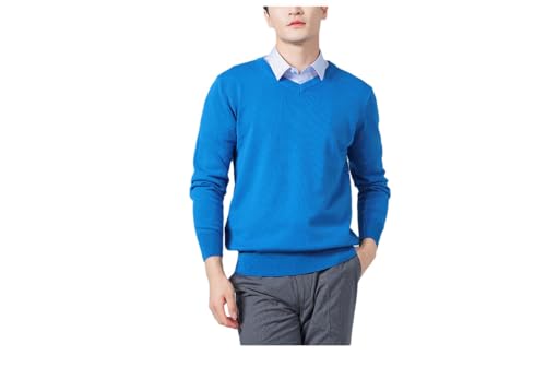 Men V Neck Long Sleeve Pullovers Jumpers Solid Color Standard Sweaters Male Woolen Knitting Jumpers