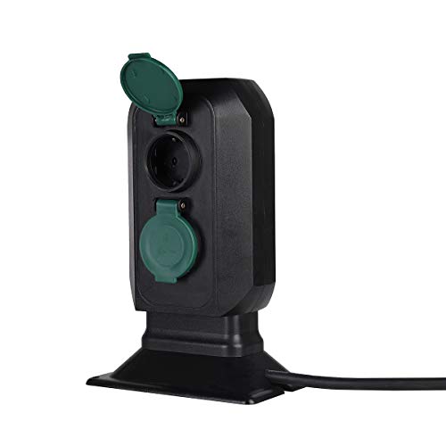 SALCAR Gartensteckdose mit 2 Steckdosen, Außensteckdose mit Erdspieß,...