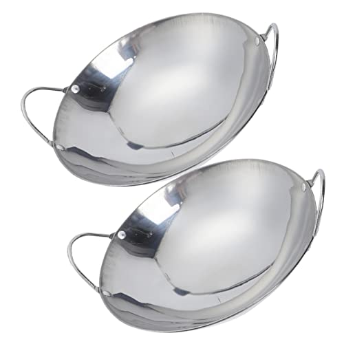 VOSAREA 2pcs Wok de acero inoxidable con doble mango miniatura 1