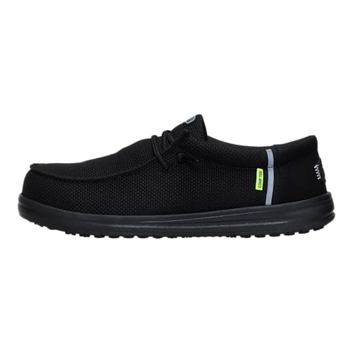 HEYDUDE Wally Work CT Black/Black 11, Mens Shoes, Slip-on Loafers, Comfortable & Light-Weight