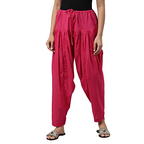 Image of GO COLORS Soft Cotton Salwar for Women | Relaxed Fit, Mid Rise, Ankle Length, Drawstrings