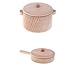 #N/A/a Stoviglie in Legno Massello di Faggio Bambino Finta Gioca Giocattolo da Cucina - Casseruola + Padella