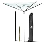 SA Products Rotary Washing Line | 45m Rotating Heavy Duty Clothes Airer Outdoor | Garden 4 Arm Rotary Washing Line | Washing Line Rotary with Ground Spike & Cover
