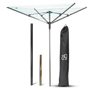 Dry More Clothes with Ease – Say goodbye to setting up cumbersome clothes lines for outside your home. Our rotary washing line features 4 arms and 11 rows of washing lines, providing an impressive 45 metres of drying space. This outdoor clothes dryer...