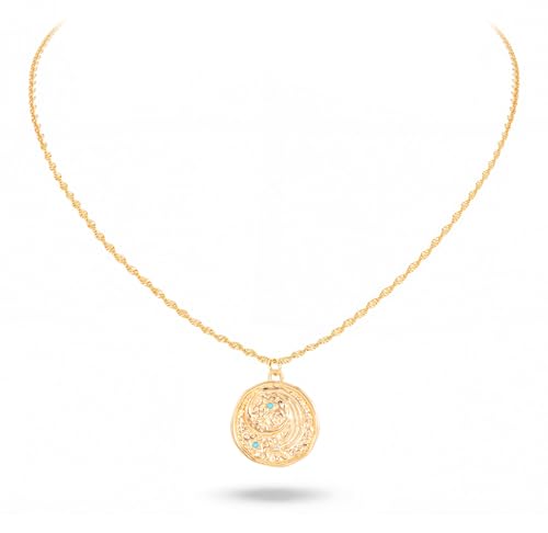 Montana West x Wrangler Gold Plated Pendant Necklace for Women, 18k Gold Plated Lightweight Chain Dainty Jewelry