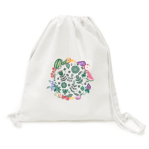 Sac en tissu pliable fleurs vertes pour fruits et légumes réutilisable