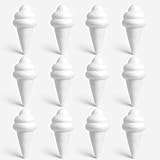 Formas de cono de helado de poliestireno blanco, paquete de 12 conos de espuma de poliestireno, 15 cm x 6,5 cm, espuma ligera para proyectos de bricolaje, arte, manualidades