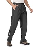 Mens Rain Pants Lightweight Waterproof Reflective,Windproof Breathable for Golf Hiking Cycling Outdoor Fishing (US, Alpha, Large, Regular, Regular, Black)