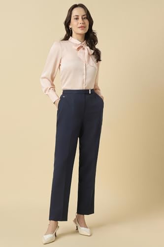 Image of Allen Solly Women's Solid Tie-Up Shirt | Knot-Front Detail | Regular Fit | Soft Breathable Fabric | Smart Casual Wear