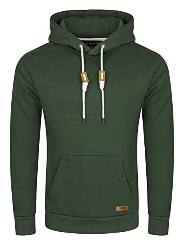 riverso RIVLuca Sweat à capuche pour homme avec poches kangourou Coupe droite Couleur unie Coton Gris Vert Rouge Bleu Noir S M L XL 2XL 3XL 4XL 5XL, Cypress Green, M Cover