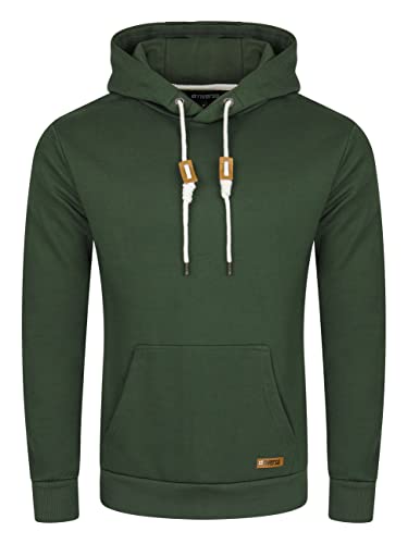 riverso RIVLuca Pull à Capuche pour Homme avec Poches Kangourou, Coupe Normale, Coton, Gris, Vert, Bleu, Noir, Rouge - Cypress Green - XL