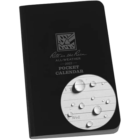 Rite in the Rain Weatherproof Black 2023 Pocket Calendar, 3.5" x 5.5" (No. PC2023) Cover