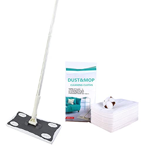 DADAWU Trockenwischmopp für Hartholz, Laminat, Fliesenreinigung, Staubwischer mit 60 trockenen Kehrmopptüchern Cover